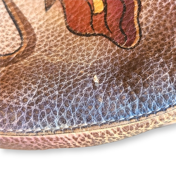 2012 Anuschka Slouch Hobo Purse Bag Leopard Flower Butterfly - Picture 7 of 8